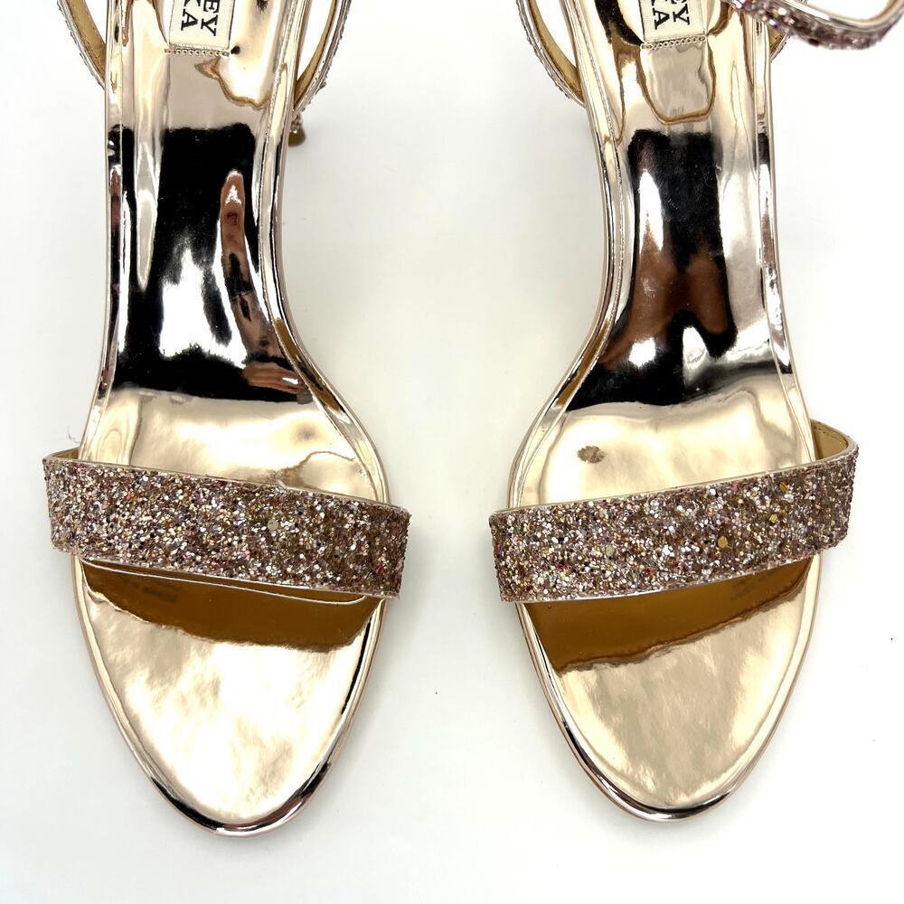 Badgley Mischka Olympia High Heel Glitter Sandals Rose Gold Women's 13 - Picture 5 of 11